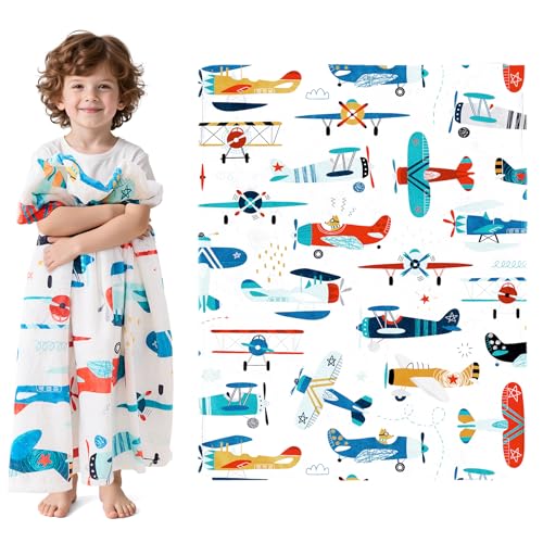 Wajade Airplane Blanket for Boys Soft Fleece Cute Aircraft Blanket for Couch Sofa Bedroom Fuzzy Flannel Blankets Birthday for Kids Boys 50x60 - Image 1