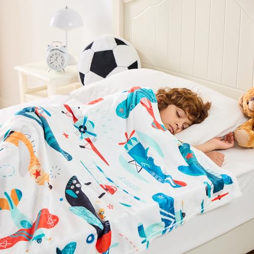 Wajade Airplane Blanket for Boys Soft Fleece Cute Aircraft Blanket for Couch Sofa Bedroom Fuzzy Flannel Blankets Birthday for Kids Boys 50x60 - Image 3