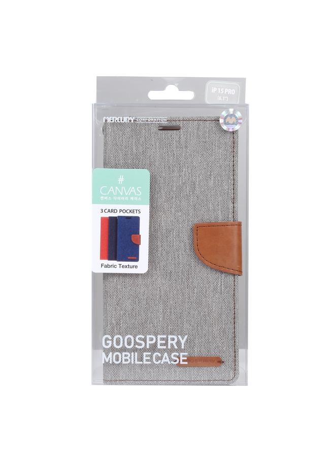 GOOSPERY Case For iPhone 15 Pro Max CANVAS DIARY Fabric Texture Flip Leather Phone Case  - Image 4