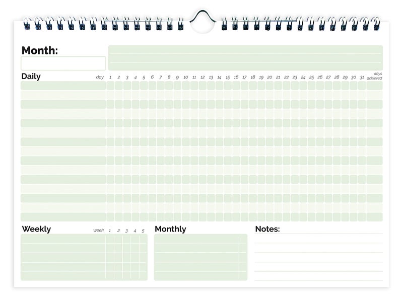 HADIGU Habit Tracker Calendar, (Undated 12 Month) with Spiral Bound and Hanger, A4 size (8.3"x11.7"), Habit Tracker Journal for Daily Weekly and Monthly Habit Tracking. - Image 2