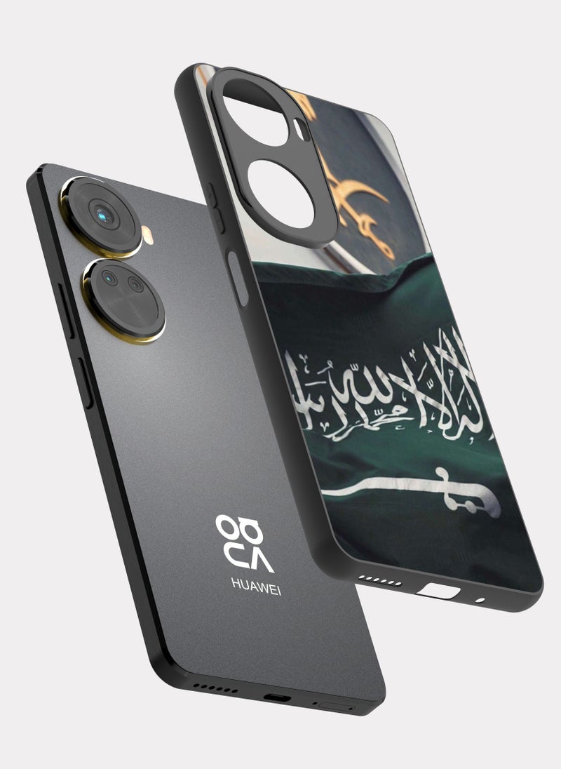 بكسلات كفر هواوي نوفا 12 اس إي علم السعودية ذهبي ابيض - Image 2