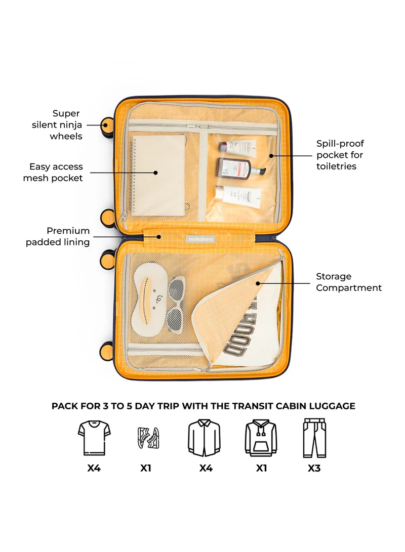 Mokobara The Transit Cabin Luggage - Polycarbonate Material | We Meet Again Sunray 2.0, Blue