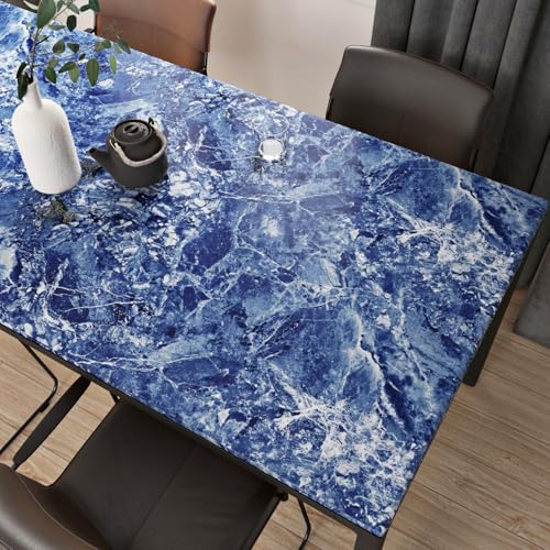 Wallercity Stream Blue Marble Contact Paper for Countertops Waterproof Self Adhesive Marble Blue/White Peel and Stick Wallpaper fpr Counter Top Vinyl Wrap for Cabinets Shelf Table Tops 15.8''x78.7'' - Image 1