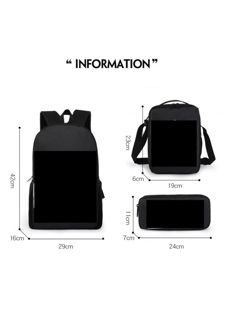 MINECRAFT Digital Printing Large Capacity Backpack Three piece Set Lunch Bag Pen Bag Polyester Comfortable Load Reducing Backpack for Students and Children Unisex - Image 2