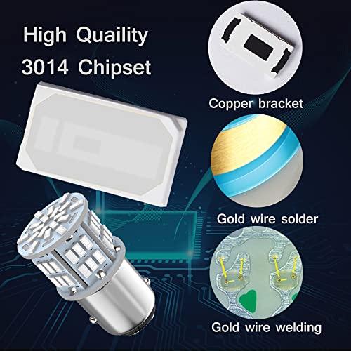Melphan-Auto 1157 Led Brake Light Bulb Red, 12V-24V 1157 7528 2357 2057 BAY15D LED Replacement Light Bulb for Brake Light Tail Light for Car RV Trailer Boat, 54SMD 3014 Chipset,4PCS - Image 5