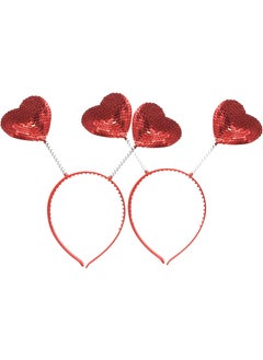 BinaryABC BinaryABC Red Heart Head Bopper Sequin HeadbandValentines Day Hair AccessoriesValentines Day Party Supplies2Pcs 