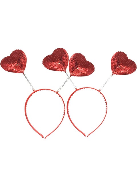 BinaryABC Red Heart Head Bopper Sequin HeadbandValentines Day Hair AccessoriesValentines Day Party Supplies2Pcs