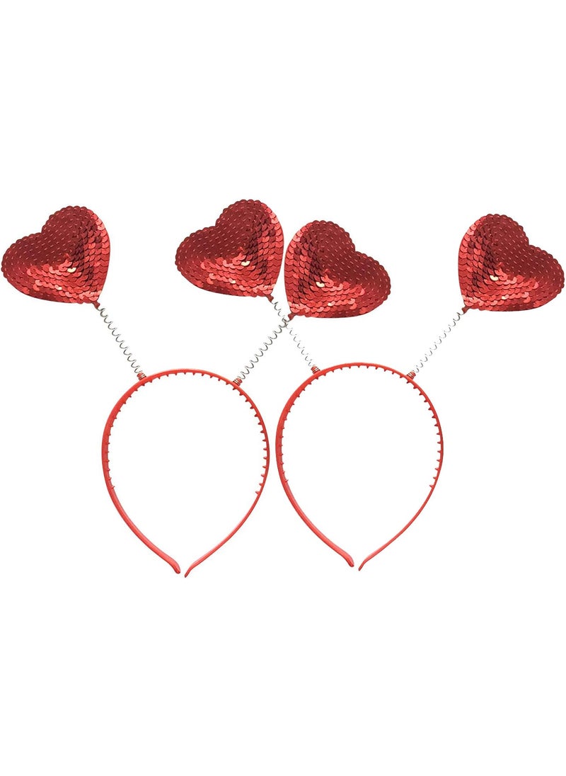 BinaryABC - BinaryABC Red Heart Head Bopper Sequin HeadbandValentines Day Hair AccessoriesValentines Day Party Supplies2Pcs - Image 1