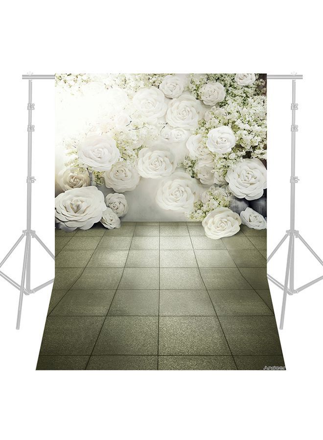 NIBEMINENT Blossoming Flower Photography Background 1.5x2.1meter Beige/White/Green  - Image 4