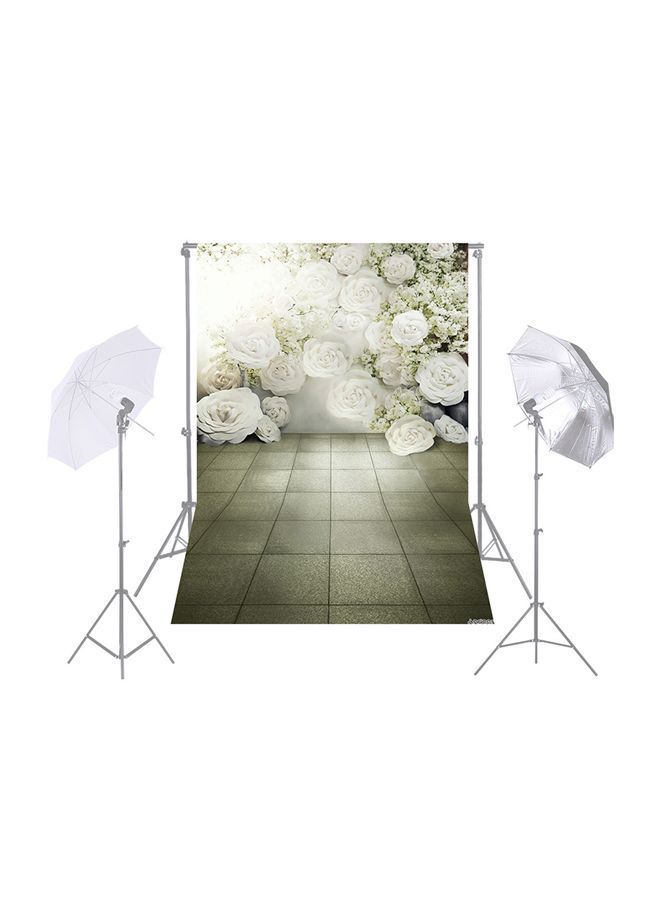NIBEMINENT Blossoming Flower Photography Background 1.5x2.1meter Beige/White/Green  - Image 5