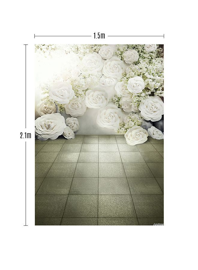 NIBEMINENT Blossoming Flower Photography Background 1.5x2.1meter Beige/White/Green  - Image 2