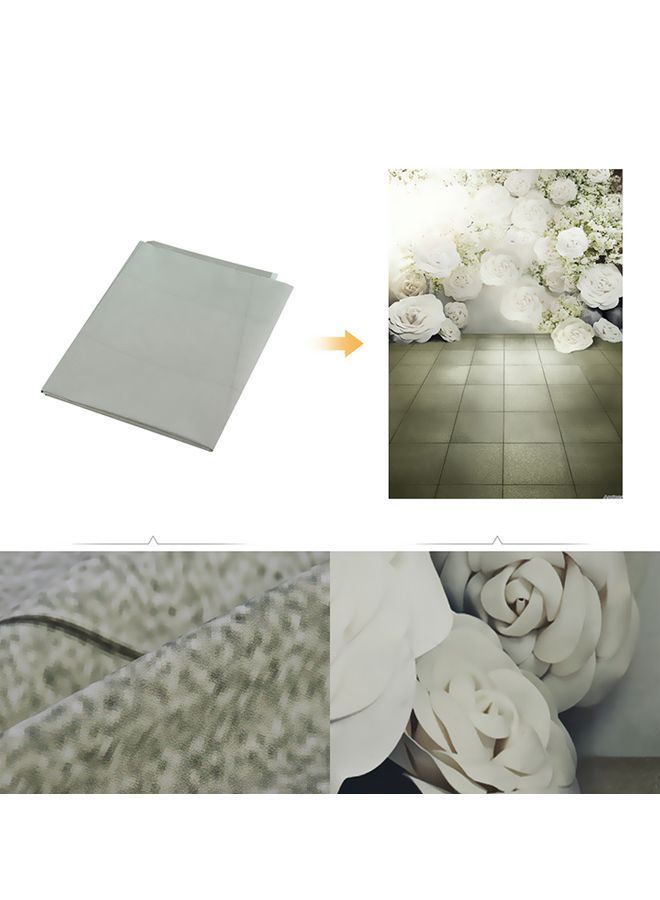 NIBEMINENT Blossoming Flower Photography Background 1.5x2.1meter Beige/White/Green  - Image 3