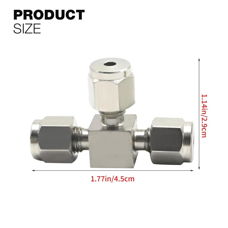 SYOWADA 2 Pcs 304 Stainless Steel Connector Adapter, 1/8 1/2 inch OD Compression Tube Pipe Fitting, 3 Way Elbow Adapter for Fuel Air Liquids Oil Gas (1/8 inch) - Image 3