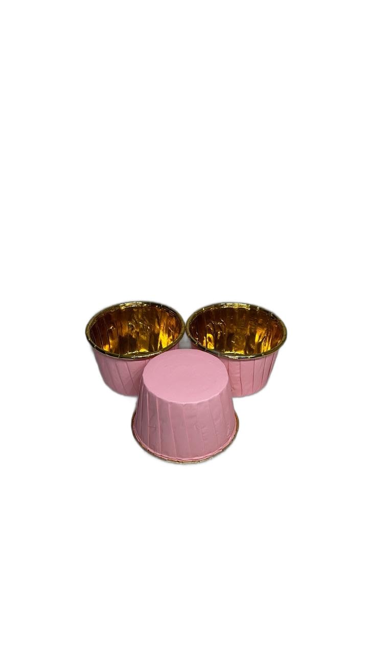 Baekence Choco Lava Mould Cake Mould Chocolava Baking Mould Pink Golden Pack of 500 pcs - Image 1
