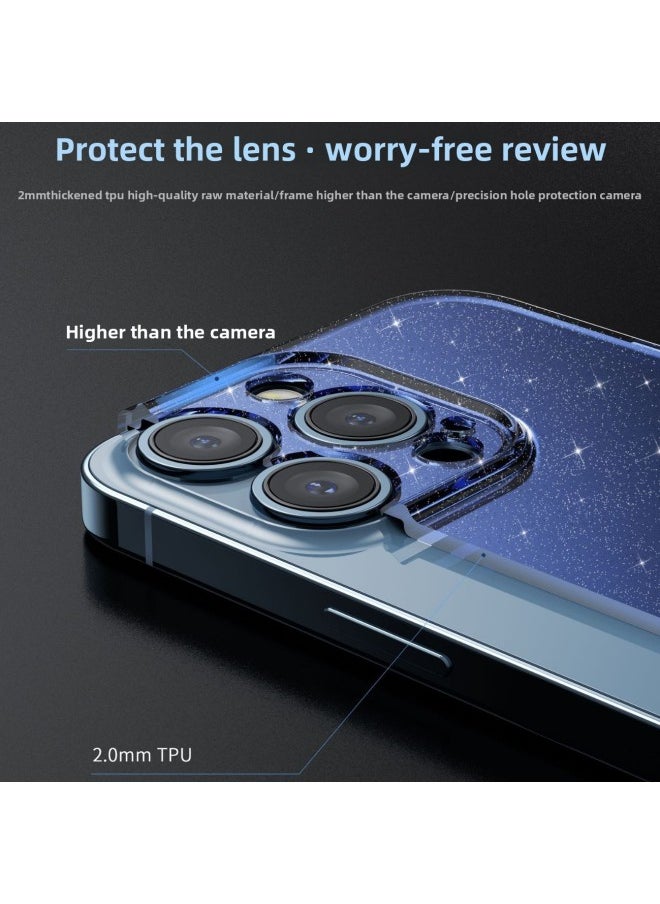 Generic - 2023 2.0mm Thick Ice Crystal Glitter Phone Case For Apple For Iphone 13 Pro Max Jelly Case-Color:Silver (86651B)-Applicable Model:IP 15 PRO - Image 1