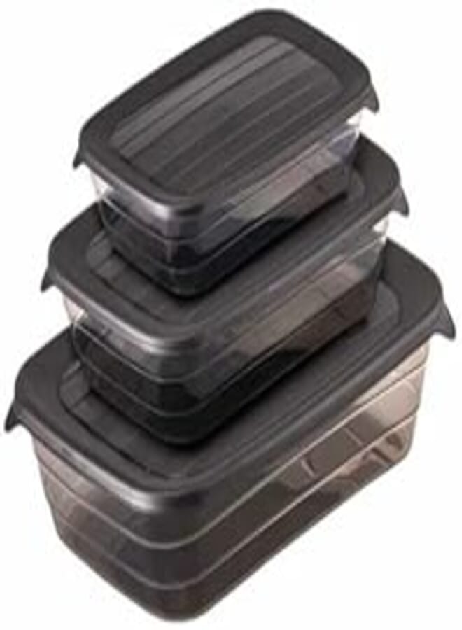Max Plast rectangle Food Container Set of 3 Different Sizes (250-500- 900 ml) - Multi Color