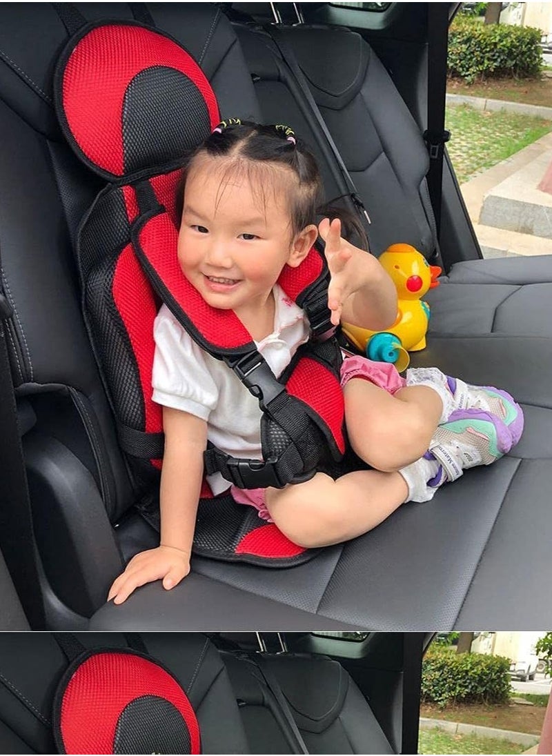 Generic Baby Car Seat, Baby Safety Belt, Portable Foldable Safety Harness, Adjustable Baby Seat Cushion, Travel Car Seat Accessories Suitable for 0-12 Years Old (Red)  - Image 1