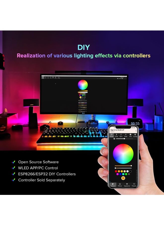 Generic - Btf-Lighting  WS2812B RGB 5050SMD Individual Addressable 16.4FT 60Pixels m 300Pixels Flexible Black PCB Full Color LED Pixel Strip Dream Color IP30 Non-Waterproof Making LED Screen LED Wall Only DC5V - Image 1