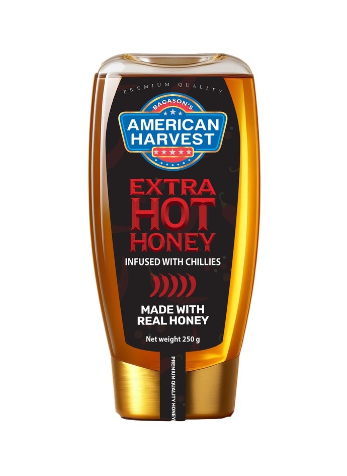 American Harvest Extra Hot Honey Squeeze Jar 250g  - Image 1