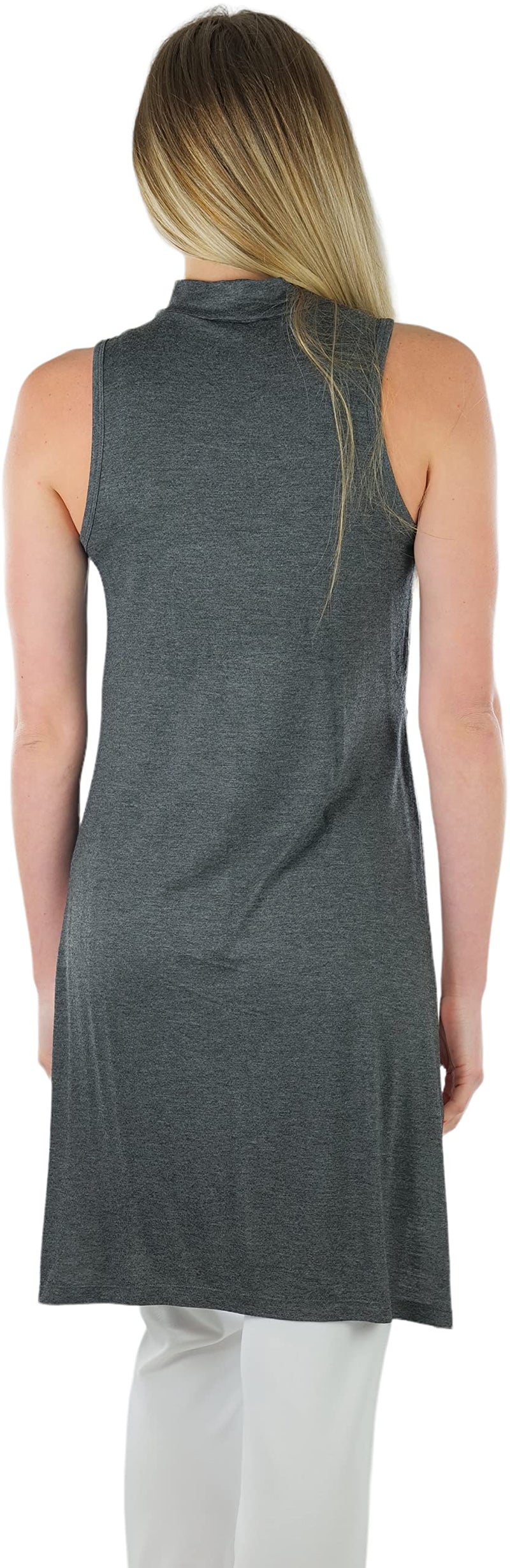 ToBeInStyle Women's Mock Neck Side Split Sleeveless Top - Charcoal- Large - Image 2