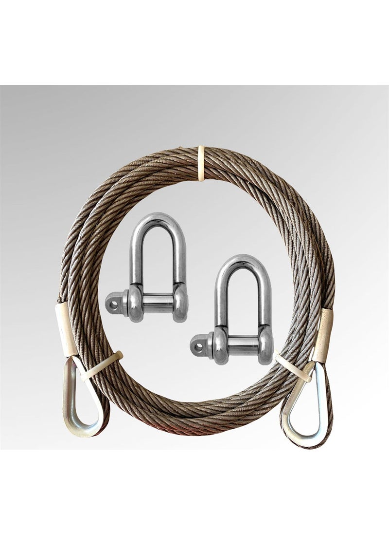 Lidersan Çelik 10 Meters Vehicle Towing Rope 7 Ton Steel Towing Rope 2 Pieces Eyebolt 