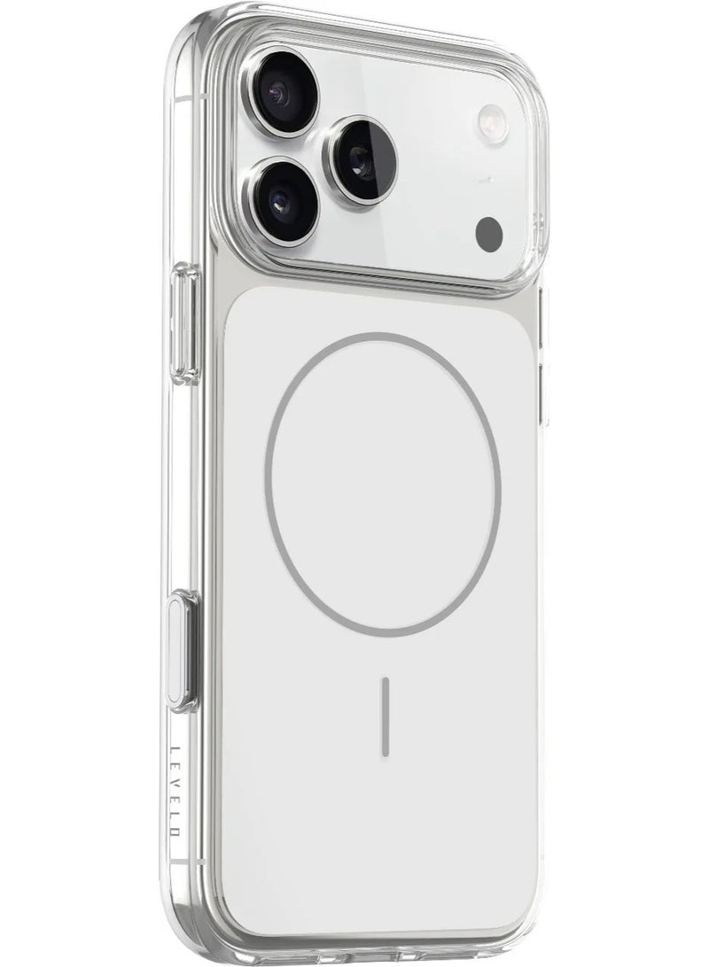 LEVELO Opulent Full PC MagSafe Case iPhone 17 Pro Max with MagSafe Compatible / Raised Bezel Protection / Camera Control Button / Full PC Construction - White - Image 2