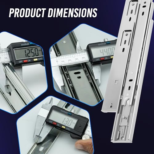 OURSHOM 10 Inch Soft Close Drawer Slides 1 Pairs (2pcs) Heavy Duty Full Extension Ball Bearing, Side Mount Drawer Rails, Drawer Slide Glides for Dresser, Cabinet, Kitchen - Draw Slides 150LB Capacity - Image 3