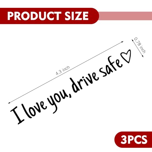 Ferianl 3 x I Love You Drive Safe Car Mirror Stickers, Car Window Vinyl Decal, Cute Stickers for Women, Decal for Window, Mirror, Tumbler, and Water Bottle (Black) - Image 2