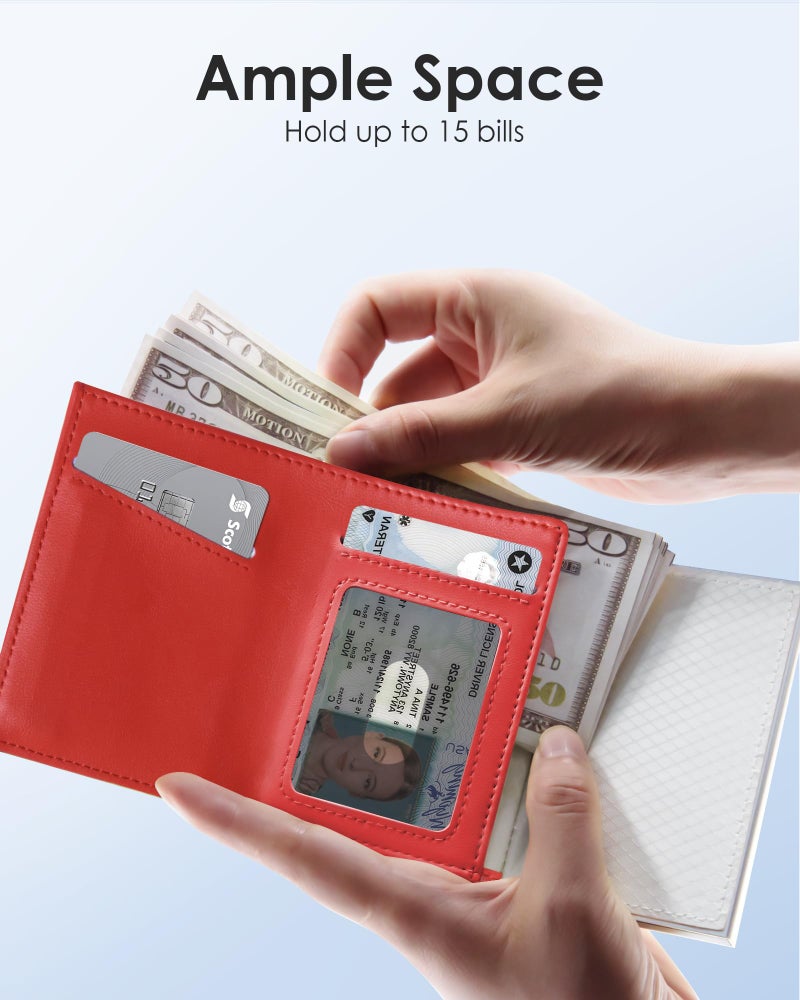 QLD RFID Wallet for Women - Small Slim Trifold Wallet Anti-Theft Pop up Card Holder, Minimalist, Ultra Thin, Front Pocket, Premium Leather, 9-11 Cards Capacity | ID Window | Cash Slot - Image 5