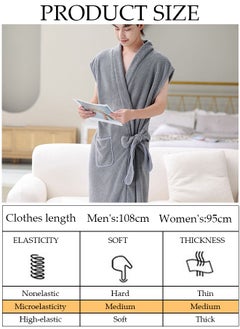 DUNISO Men's Bath Robe, Wearable Bath Towel with Side Pocket Wrap Shower Wrap Towel Dress Bathrobe Waffle Spa Towel Robes with Adjustable Closure Quick Dry Lightweight Cover Up  - Image 2