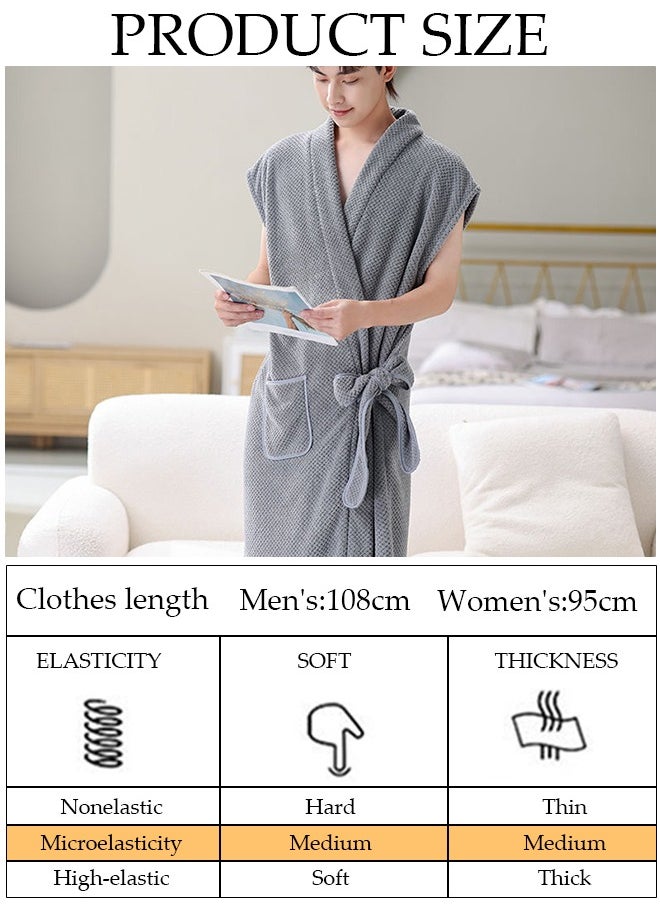DUNISO Men's Bath Robe, Wearable Bath Towel with Side Pocket Wrap Shower Wrap Towel Dress Bathrobe Waffle Spa Towel Robes with Adjustable Closure Quick Dry Lightweight Cover Up  - Image 2