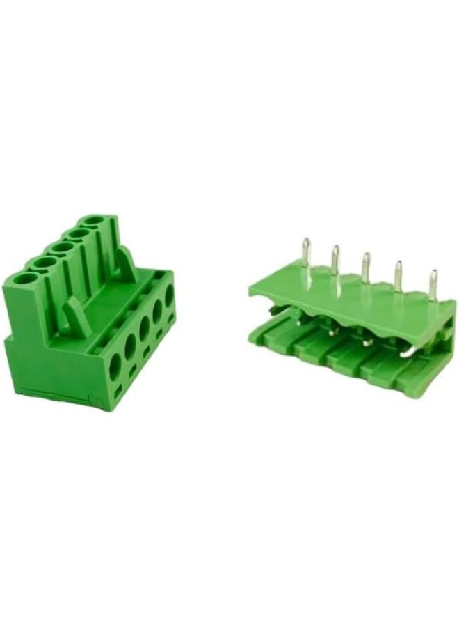 melfi C Phoenix Type Connector 5 Pin/Way Pitch 2.5Mm Male And Female Screw Terminal Block Connector Green Color Pluggable Type With Straight- Pin Pack Of 5 - Image 3