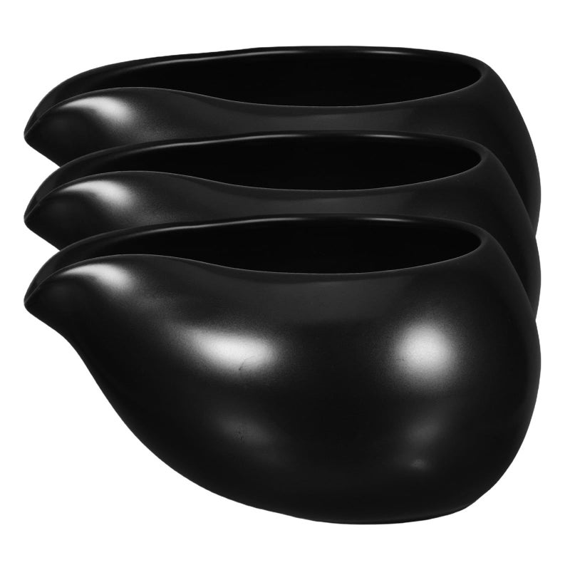 Vintage Ceramic Milk Pitcher Set of 3 with Black Spout Spoon for Coffee Kitchen Restaurant - Image 2