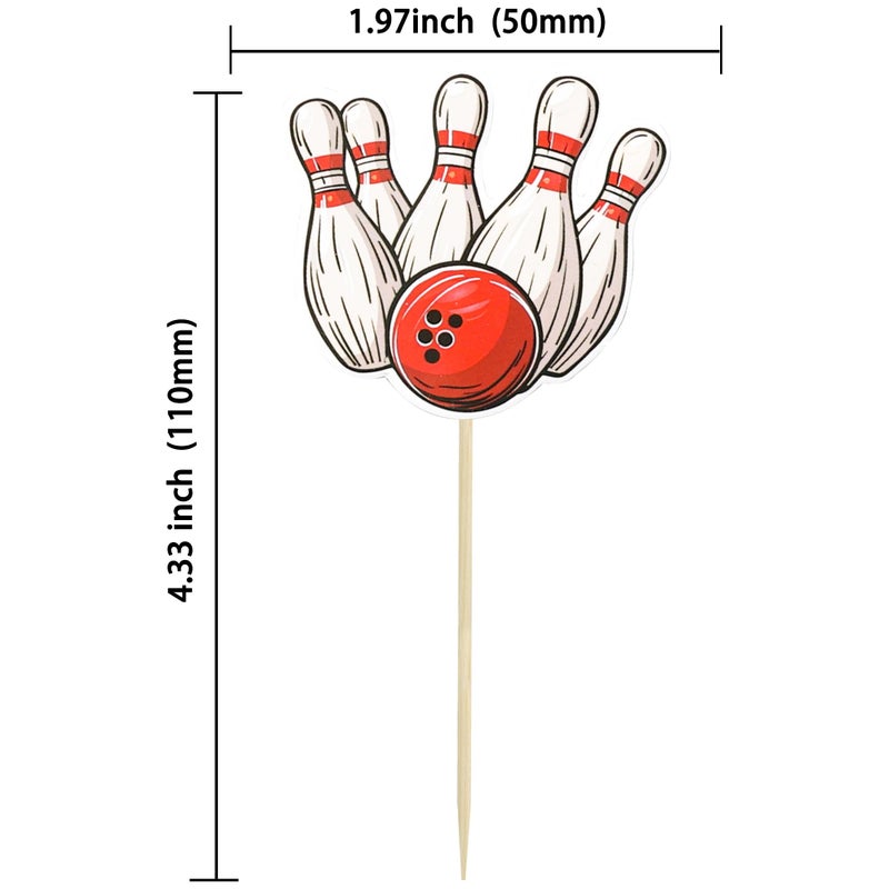 Ephlyn 36Pcs Bowling Cupcake Toppers Sports Theme Bowling Cupcake Food Toothpicks Baby Shower Cake Decorations for Sport Balls Theme Bowling Kids Birthday Party Decorations - Image 2