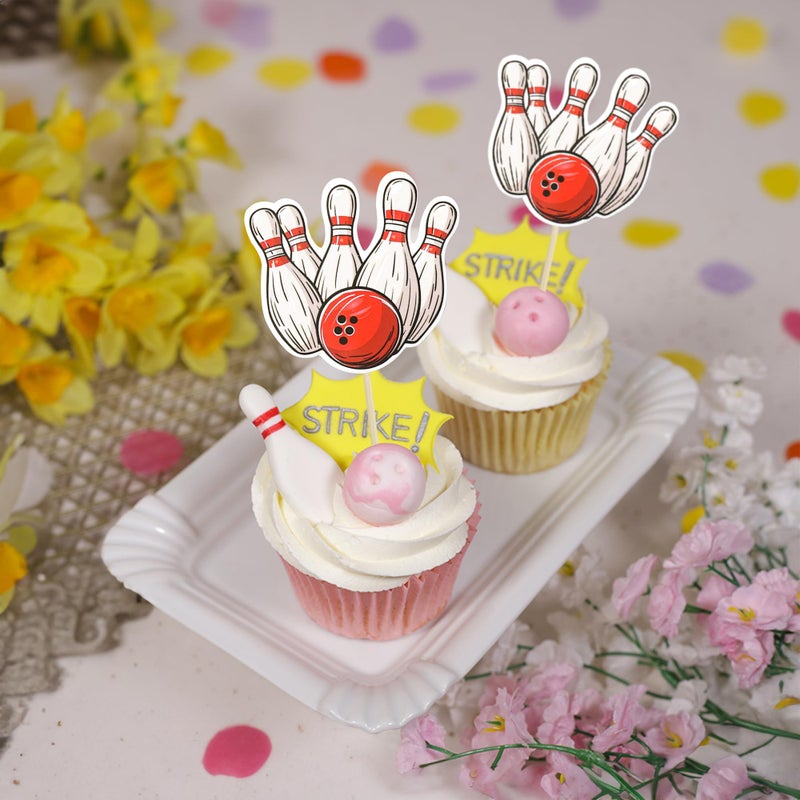 Ephlyn 36Pcs Bowling Cupcake Toppers Sports Theme Bowling Cupcake Food Toothpicks Baby Shower Cake Decorations for Sport Balls Theme Bowling Kids Birthday Party Decorations - Image 5