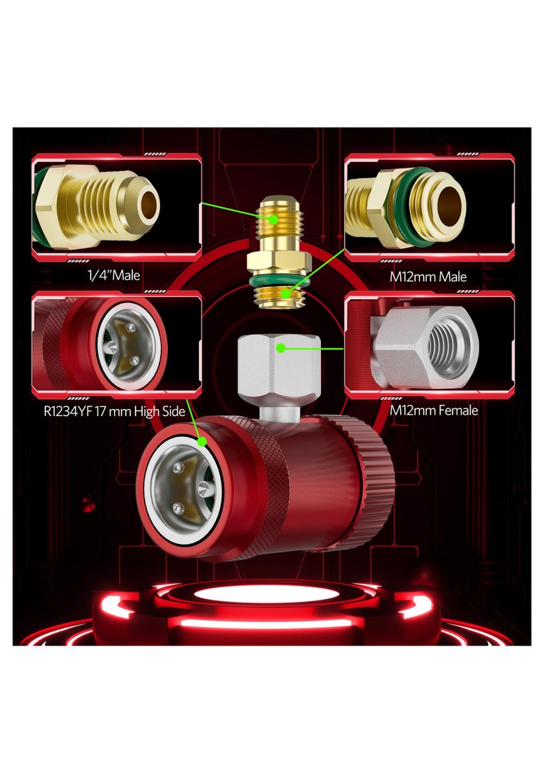 SYOSI R1234yf Quick Couplers Adapter, Set of 2 R1234yf Adapter, Adjustable High/Low Side, R1234yf Manual Couplers Connector, Adapters, Replacement for Car AC System Evacuation Recharging - Image 2
