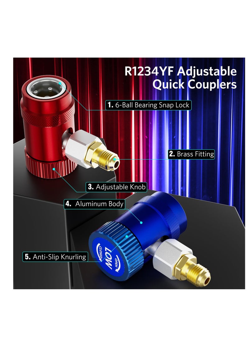 SYOSI R1234yf Quick Couplers Adapter, Set of 2 R1234yf Adapter, Adjustable High/Low Side, R1234yf Manual Couplers Connector, Adapters, Replacement for Car AC System Evacuation Recharging - Image 4