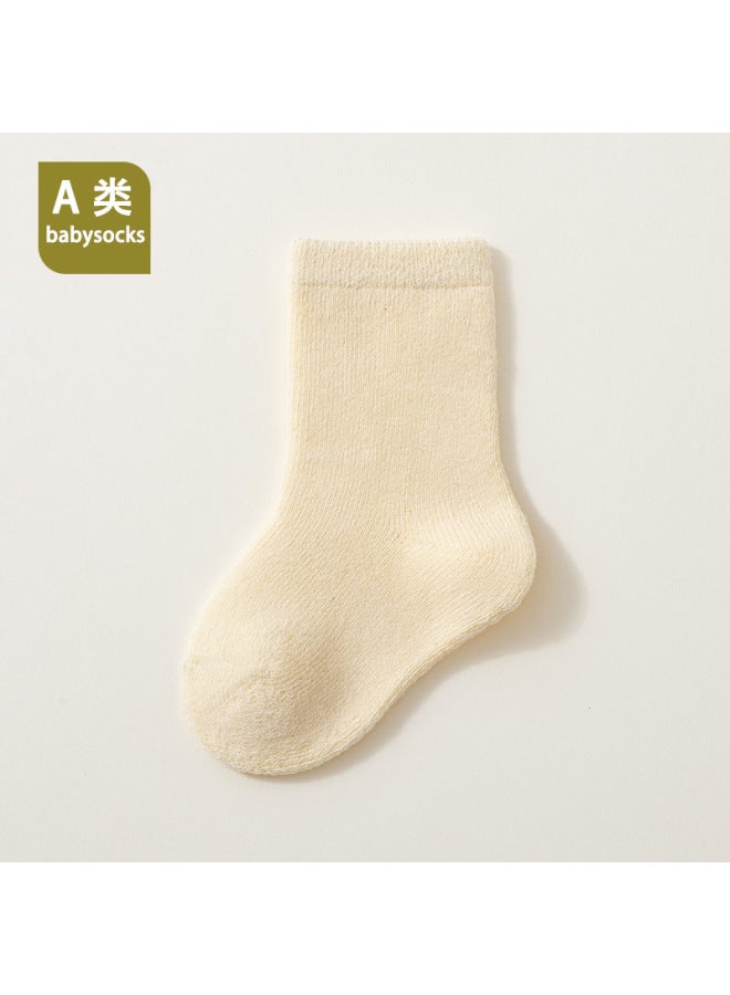 25 Special For Newborn Babies, Fleece-lined And Thickeneded, Category A, Loose Mouth And Non-constricting Baby Mid-tube Toddler Floor Socks 6