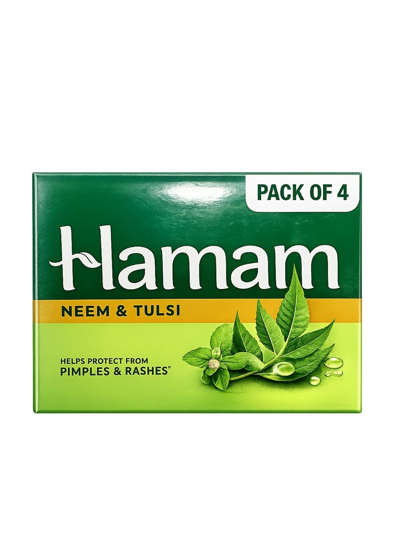 Hamam 100% Pure Neem Oil Soap 150g Pack of 4 Dermatologically Tested Vegetable Oil Based Bar Soap - Image 1