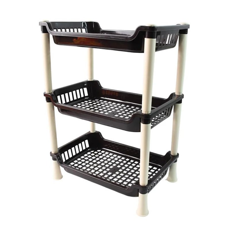 Oblivion Vegetable Stand 1 Pc – Plastic 3-Tier Multipurpose Storage Rack – Multicolor Kitchen Organizer Stand for Veggies, Fruits, Toiletries – Compact & Durable Shelf Rack for Home, Office & Bathroom - Image 1