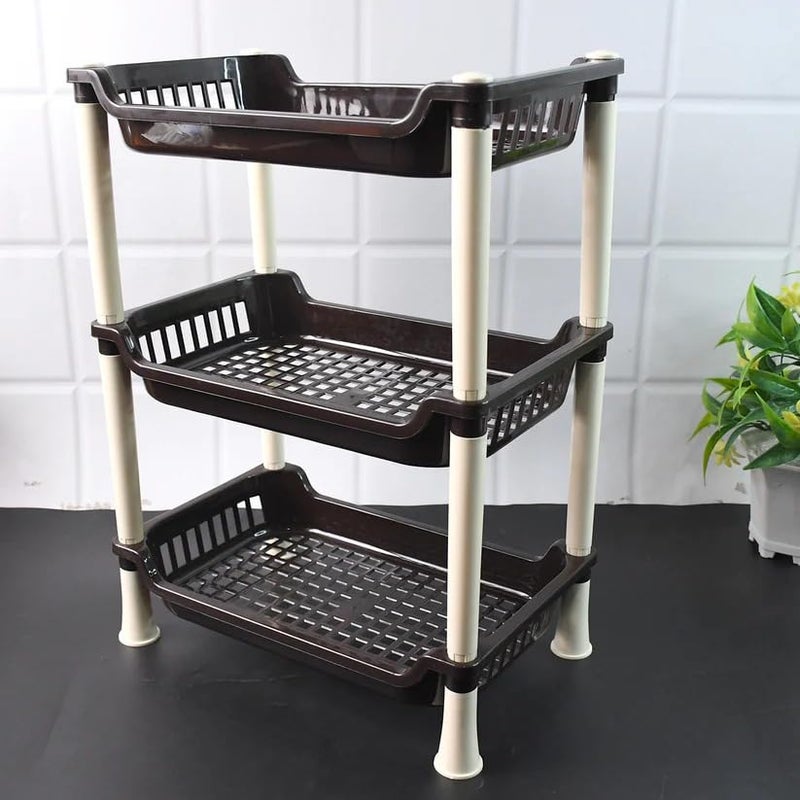Oblivion Vegetable Stand 1 Pc – Plastic 3-Tier Multipurpose Storage Rack – Multicolor Kitchen Organizer Stand for Veggies, Fruits, Toiletries – Compact & Durable Shelf Rack for Home, Office & Bathroom - Image 5