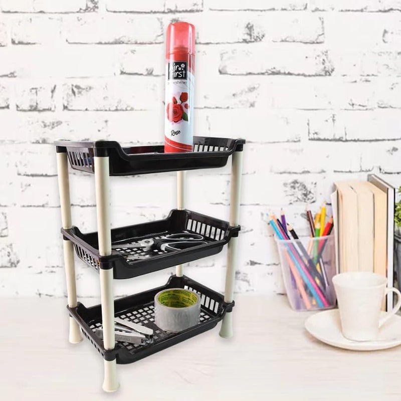 Oblivion Vegetable Stand 1 Pc – Plastic 3-Tier Multipurpose Storage Rack – Multicolor Kitchen Organizer Stand for Veggies, Fruits, Toiletries – Compact & Durable Shelf Rack for Home, Office & Bathroom - Image 2