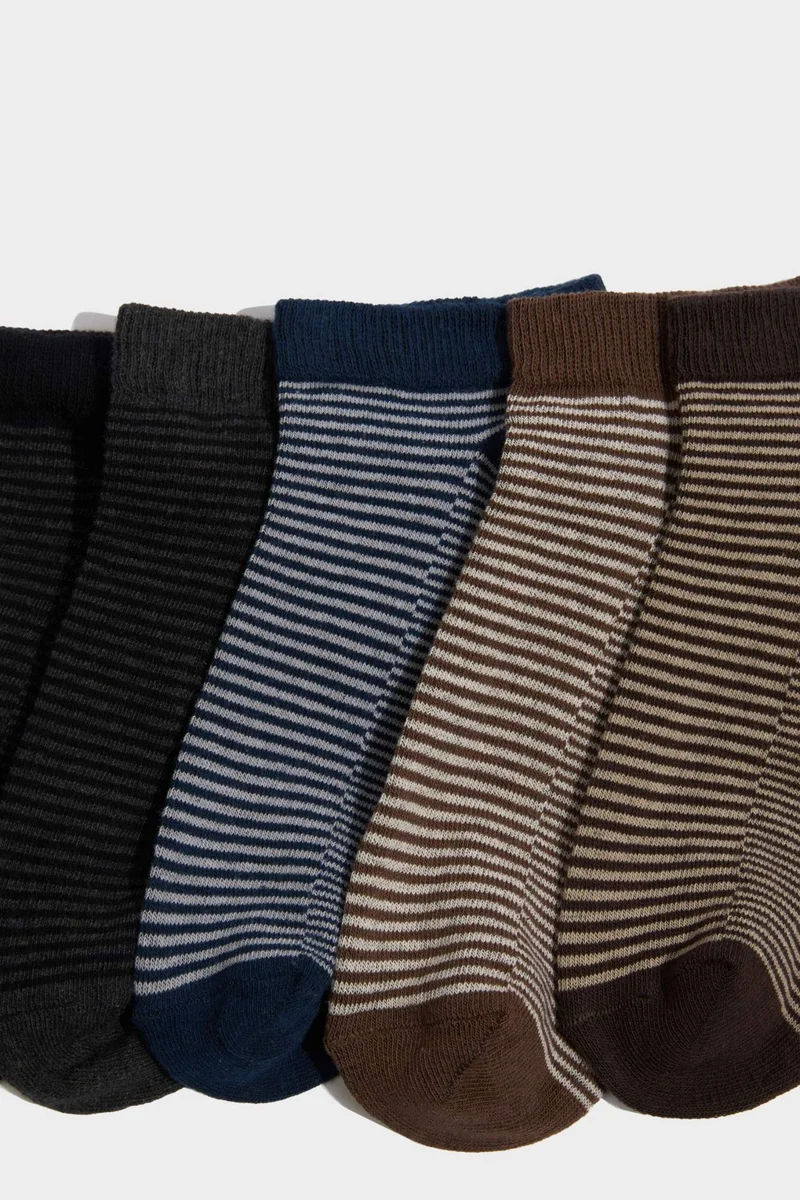 Defacto  Man Striped 5 Piece Cotton Short Socks for Men | Best Price UAE