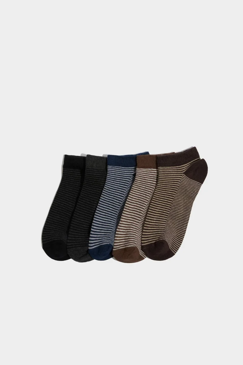 Man Striped 5 Piece Cotton Short Socks