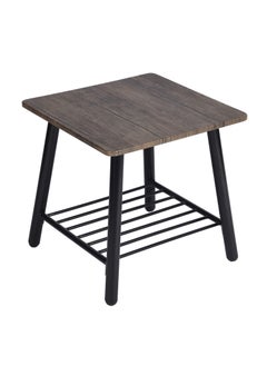 INDIAN DECOR 45194 Rustic End Side Table with Storage Shelf for Living Room 18 Inches Square Industrial Style Accent Table with Metal Frame MDF Walnut