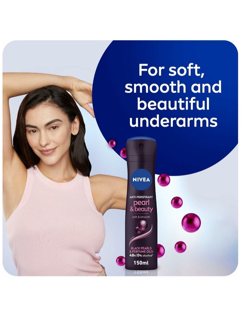 NIVEA Antiperspirant for Women, Pearl & Beauty, Black Pearl & Perfume Oils, Spray 150ml - Image 4
