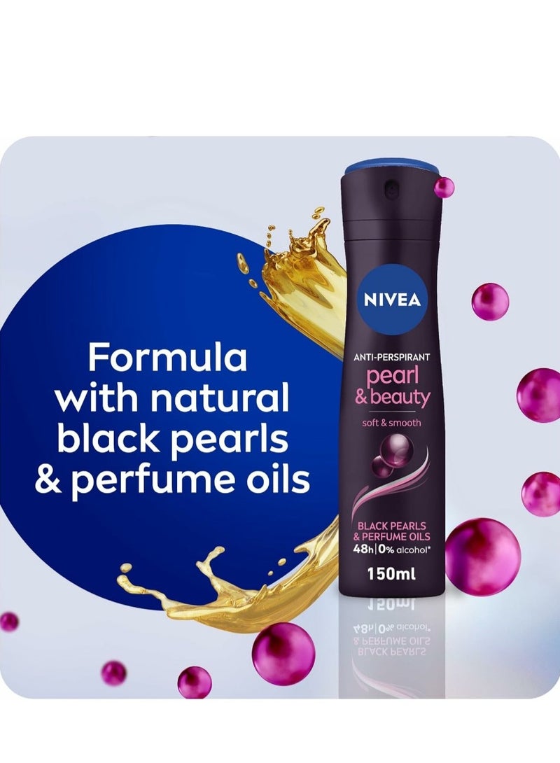 NIVEA Antiperspirant for Women, Pearl & Beauty, Black Pearl & Perfume Oils, Spray 150ml - Image 5