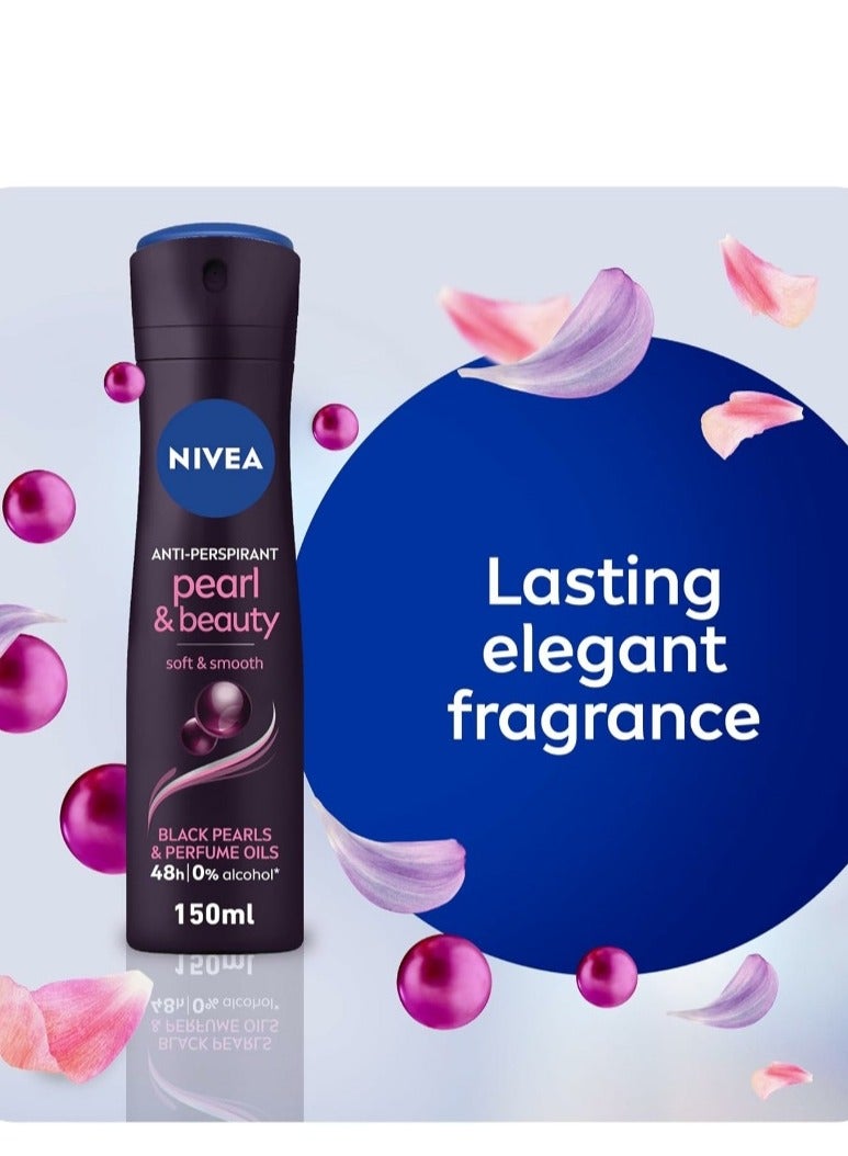 NIVEA Antiperspirant for Women, Pearl & Beauty, Black Pearl & Perfume Oils, Spray 150ml - Image 3