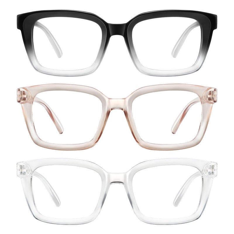 XVXV Reading Glasses for Women Men Blue Light Blocking Readers Oversize Oprah Square Anti GlareEyestrain Spring Hinge3PackMix5125X - Image 3