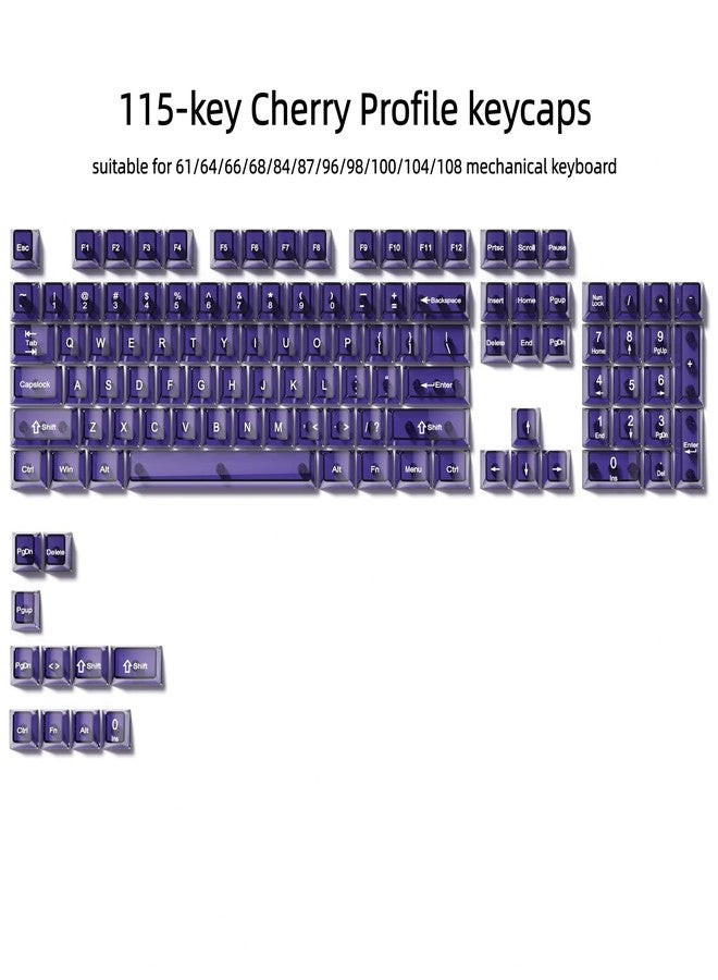 dagaladoo Purple Clear Keyboard keycaps,Transparent keycaps 60 75 100 Percent,Ceramic Jelly Key caps Set,Shine Through Key caps,Cherry Profile Key Caps for Mx Switches Mechanical Keyboard - Image 2